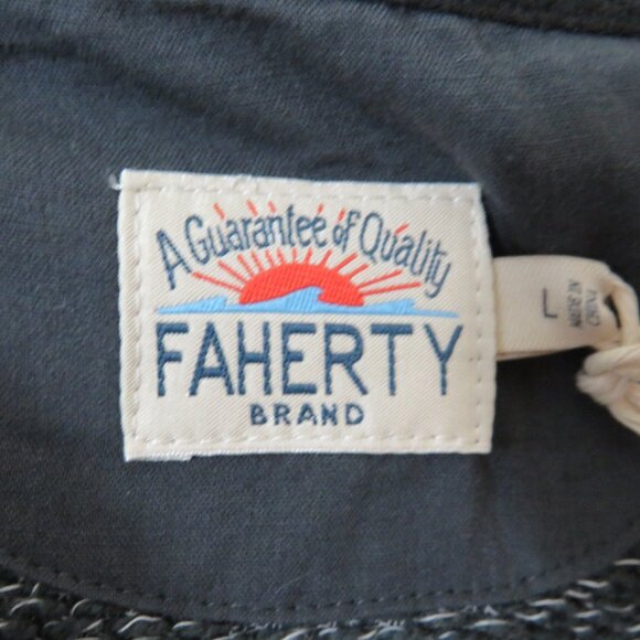 Faherty Mens size Large Herringbone French Terry Hoodie Gray Pullover NEW - Picture 2 of 6
